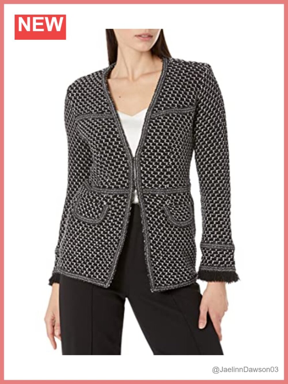 Quilted Knit Jacket Long Sleeve Flap Pockets Hip Length Casual